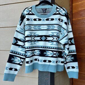 Wrangler Retro Southwestern Aztec Crew Neck Pullover Knit Sweater Women's XL